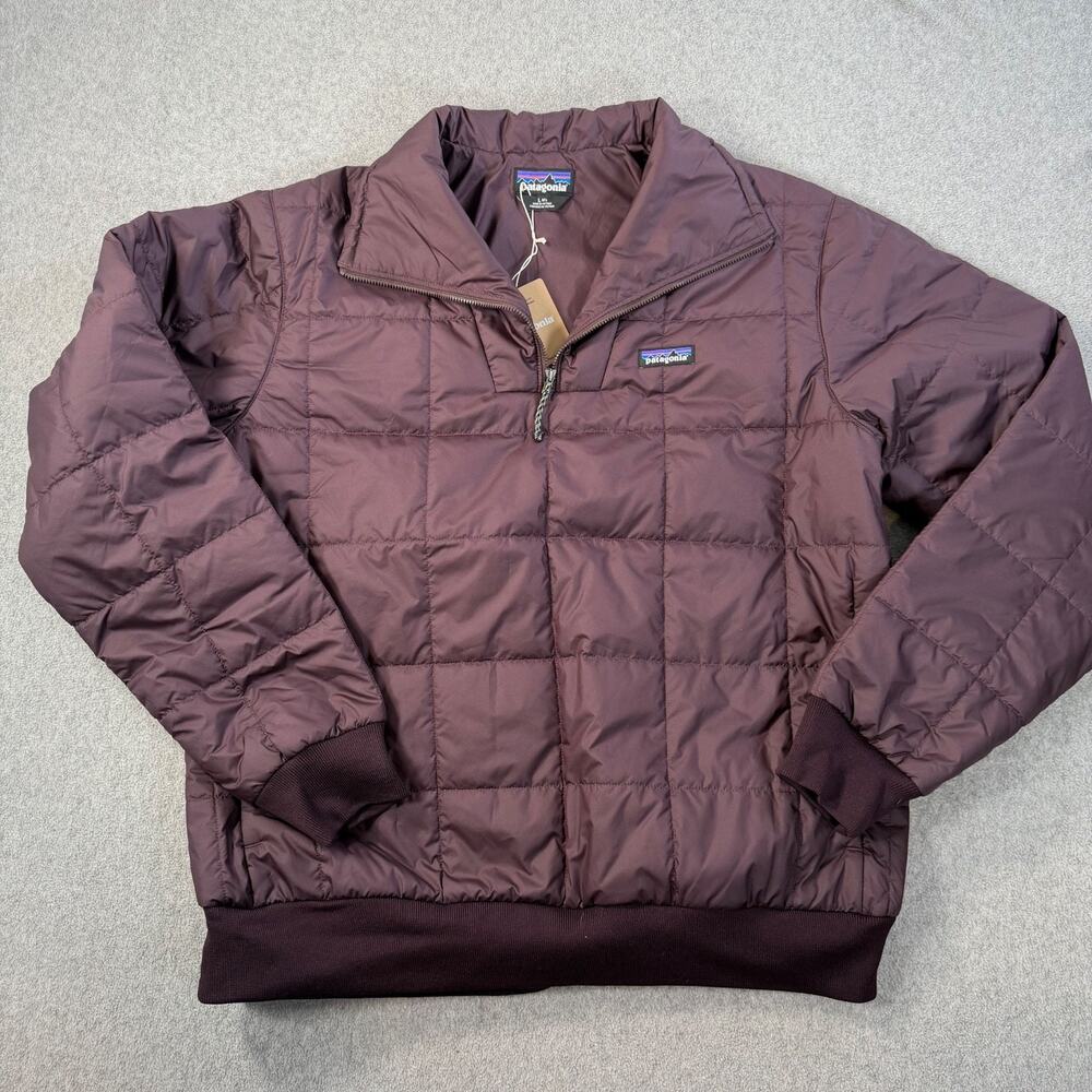 Patagonia Box Quilted 1/4 Zip Pullover Men's Large Obsidian Plum New